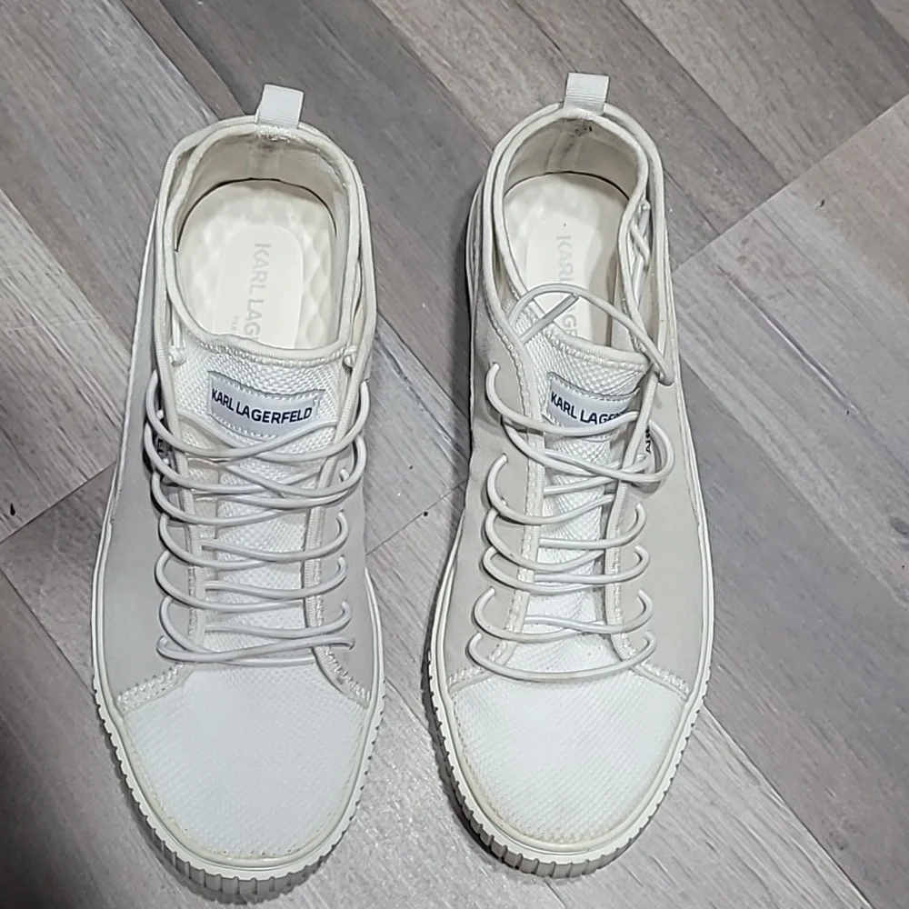 Karl Lagerfeld Off-White Suede Sneakers Size 11 Men's - Picture 3 of 8